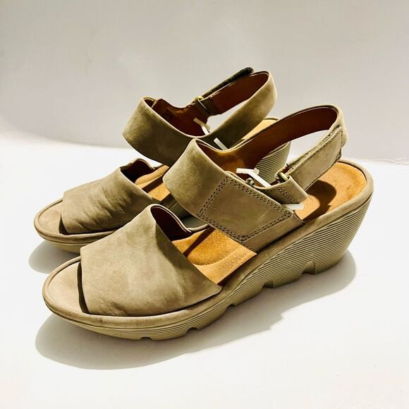 Sandals Wedge Clarks Artisan Clarene Allure Slingback Leather Shoes Womens 9 - Picture 3 of 8